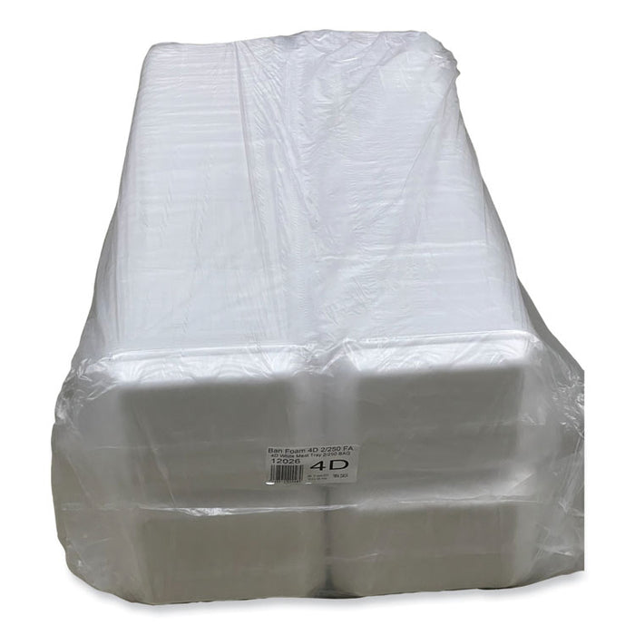 Meat Trays, #4D, 9.47 x 7.12 x 1.32, White, Foam, 500/Carton