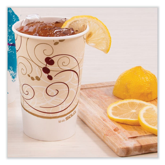 Double Sided Poly Paper Cold Cups, 16 oz, Symphony Design, 50/Sleeve, 20 Sleeves/Carton