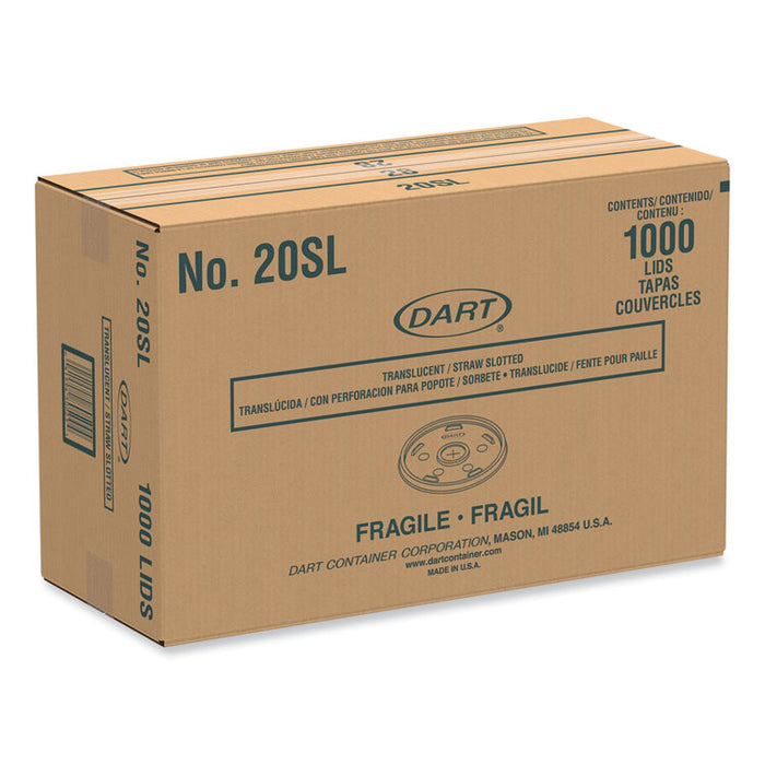 Cold Cup Lids, Fits 8 oz to 32 oz Cold Cups/Containers, Plastic, Translucent, 100/Sleeve, 10 Sleeves/Carton