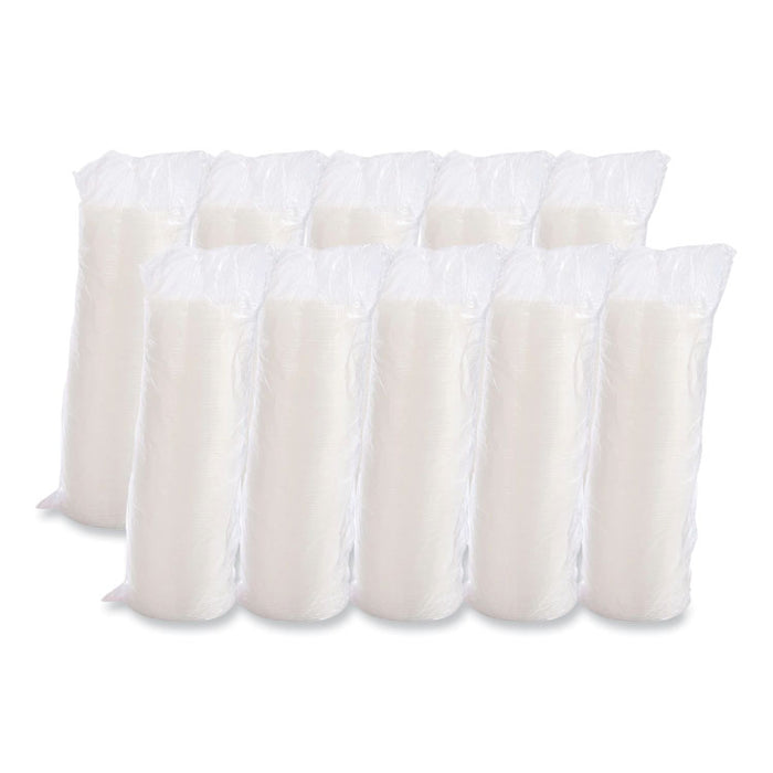 Cold Cup Lids, Fits 8 oz to 32 oz Cold Cups/Containers, Plastic, Translucent, 100/Sleeve, 10 Sleeves/Carton