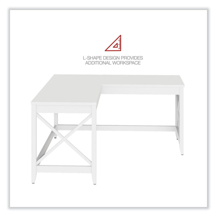 L-Shaped Farmhouse Desk, 58.27" x 58.27" x 29.53", White