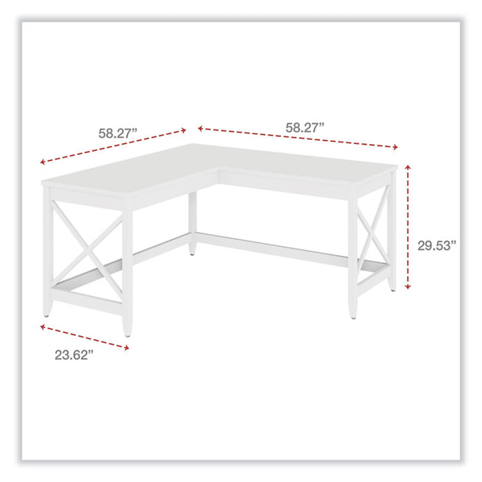 L-Shaped Farmhouse Desk, 58.27" x 58.27" x 29.53", White