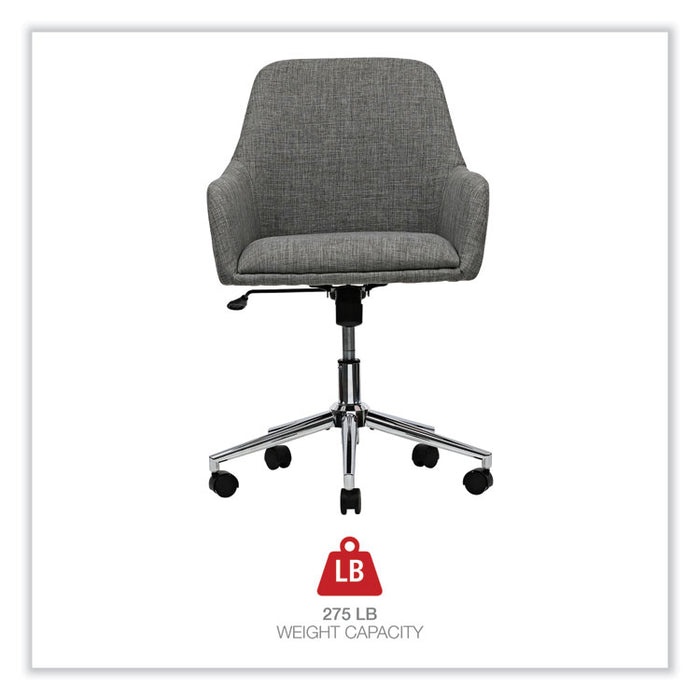 Mid-Century Task Chair, Supports Up to 275 lb, 18.9" to 22.24" Seat Height, Gray Seat, Gray Back