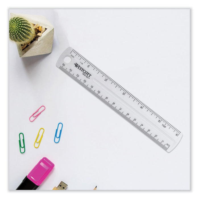 Clear Flexible Acrylic Ruler, Standard/Metric, 6" (15 cm) Long, Clear, 12/Box