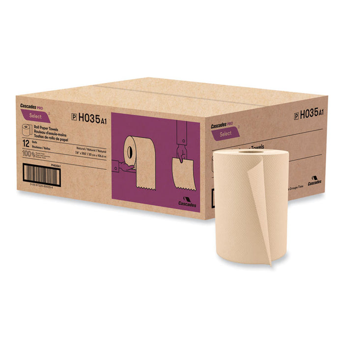 Select Hardwound Roll Towels, 1-Ply, 7.88" x 350 ft, Natural, 12 Rolls/Carton