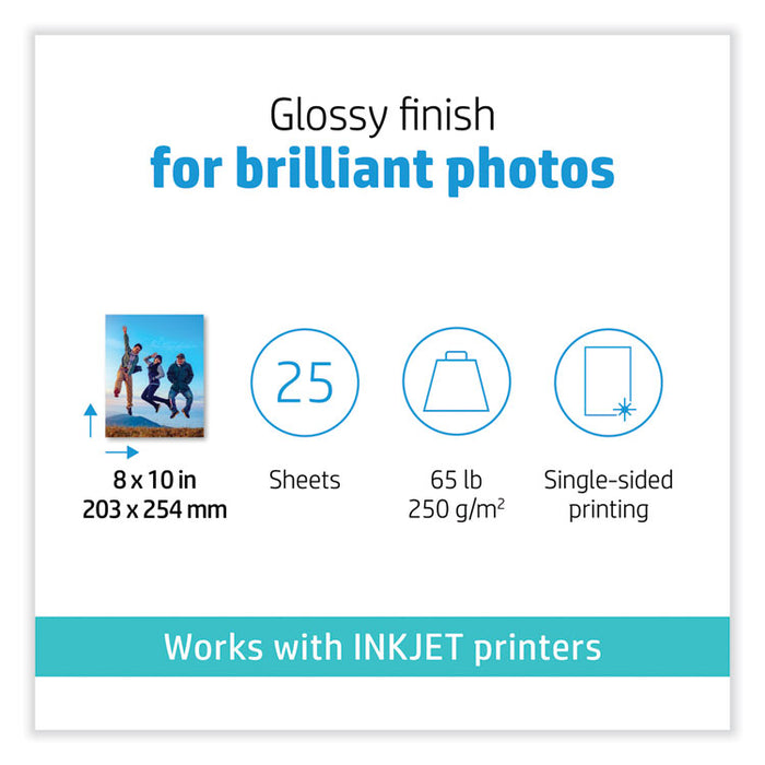Advanced Photo Paper, 10.5 mil, 8 x 10, Glossy White, 25/Pack