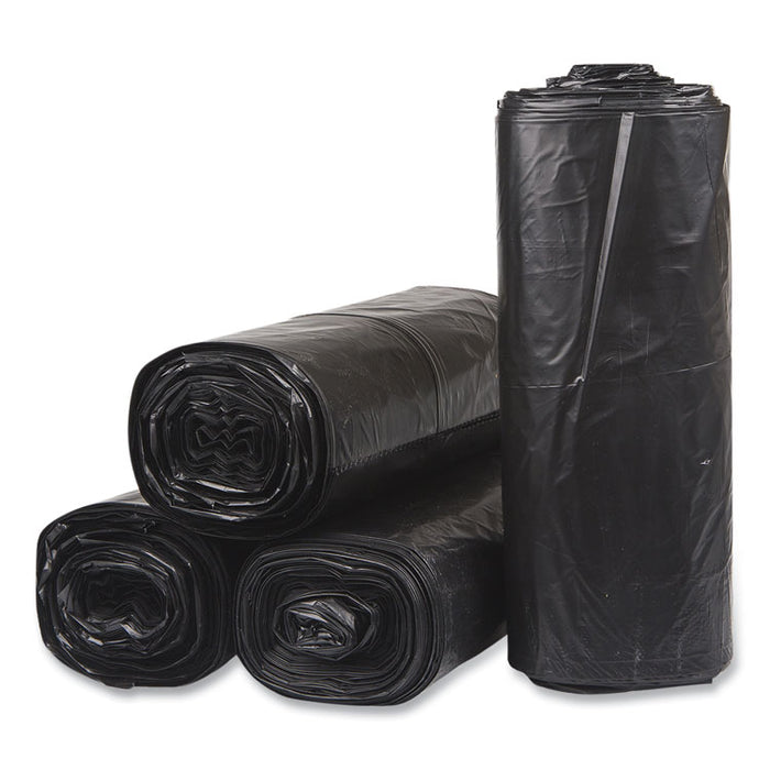 Low-Density Commercial Can Liners, 60 gal, 1.5 mil, 38" x 58", Black, Interleaved Roll, 20 Bags/Roll, 5 Rolls/Carton