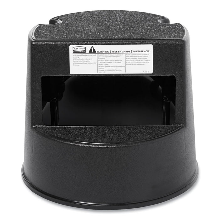 Rolling Step Stool, Curved Design, 2-Step, Retracting Casters, 350 lb Capacity, 16" Diameter x 13.5"h, Beige