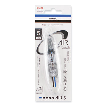 MONO Air Pen-Style Correction Tape, Refillable, 0.19" x 19.67 ft, White Tape, Clear Dispenser