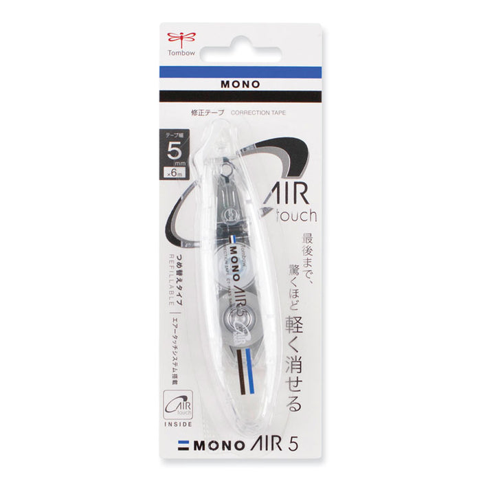 MONO Air Pen-Style Correction Tape, Refillable, 0.19" x 19.67 ft, White Tape, Clear Dispenser
