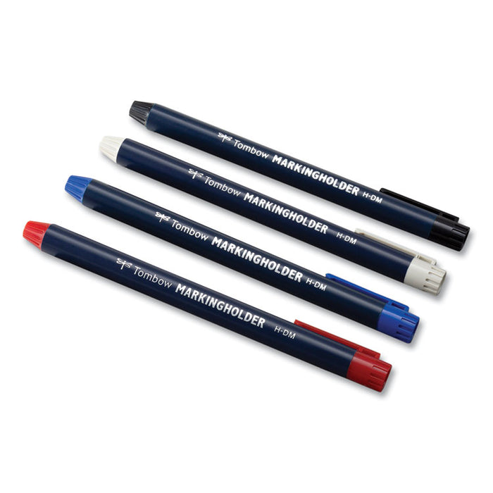 Wax-Based Marking Pencil, Twist-Advance, 4.4 mm, Blue Marks, Navy Blue Barrel, 10/Box