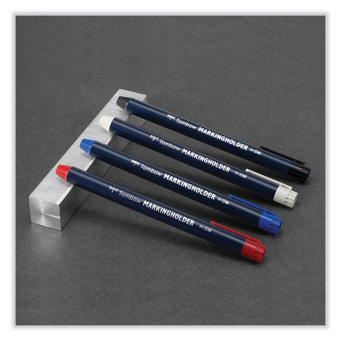 Wax-Based Marking Pencil, Twist-Advance, 4.4 mm, Red Marks, Navy Blue Barrel, 10/Box