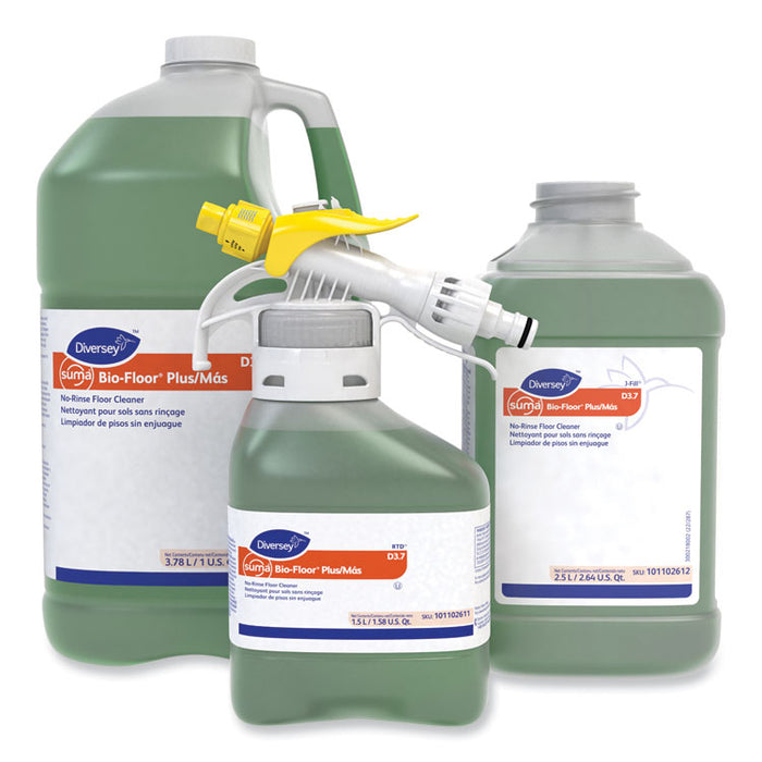 Suma Bio-Floor Cleaner D3.7, Surfactant Scent, 1.5 L Bottle, 2/Carton