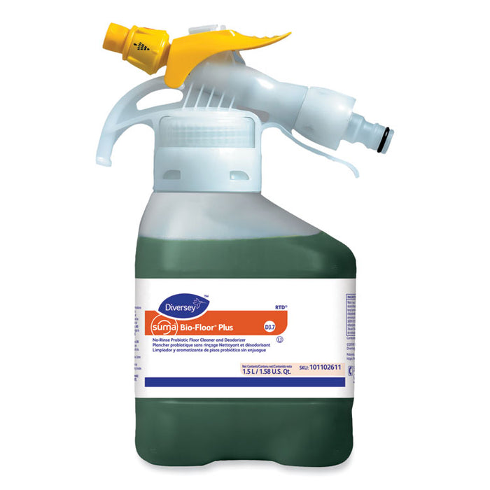 Suma Bio-Floor Cleaner D3.7, Surfactant Scent, 1.5 L Bottle, 2/Carton