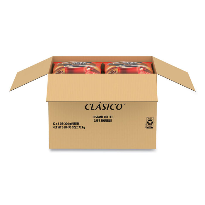 Clasico Dark Roast Instant Coffee, 8 oz, 12/Carton