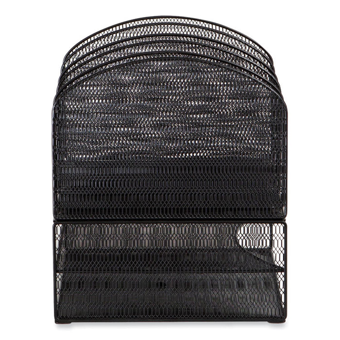 Onyx Mesh Desk Organizer, Two Horizontal and Six Upright Sections, Letter Size Files, 13.25 x 11.32 x 13.32, Black