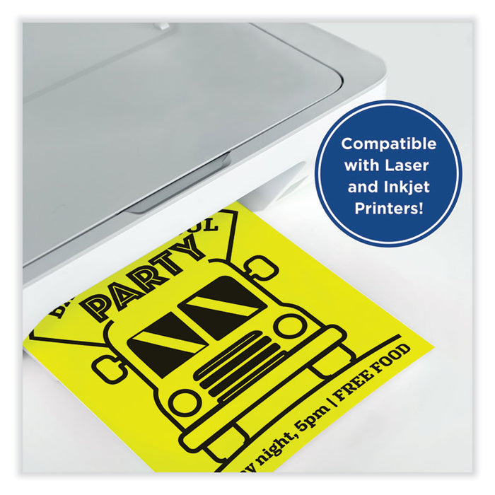 Color Cardstock, 65 lb Cover Weight, 8.5 x 11, Lemon Yellow, 250/Ream