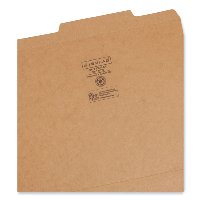 Guide Height Reinforced Heavyweight Kraft File Folder, 2/5-Cut Tabs: Right of Center, Letter, 0.75" Expansion, Brown, 100/BX