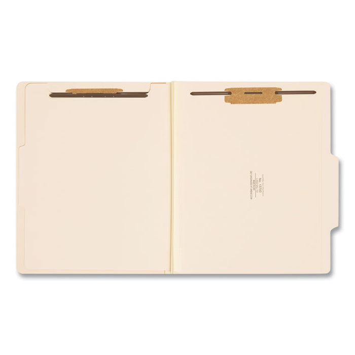 Four-Section Top Tab Classification Folders, 2/5-Cut Tab, Expands 2", 1 Divider, 4 Fasteners, Letter Size, Manila, 10/Box