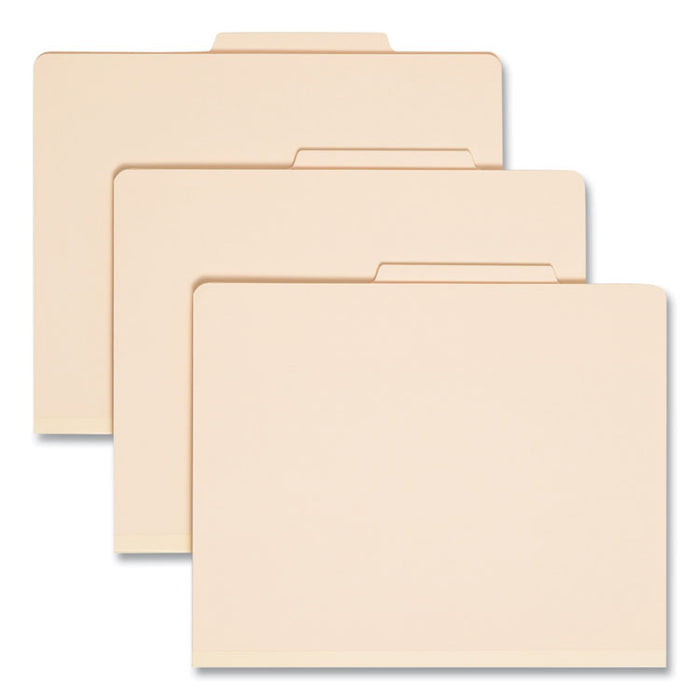 Four-Section Top Tab Classification Folders, 2/5-Cut Tab, Expands 2", 1 Divider, 4 Fasteners, Letter Size, Manila, 10/Box