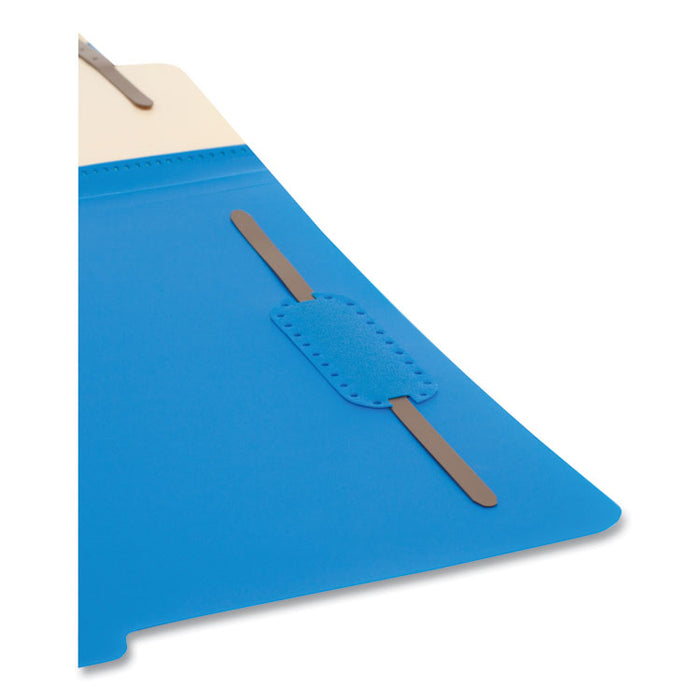 Poly Classification Folders, 2/5-Cut Tab: Right of Center, Expands 2", 2 Dividers, 6 Fasteners, Letter Size, Blue, 10/Box