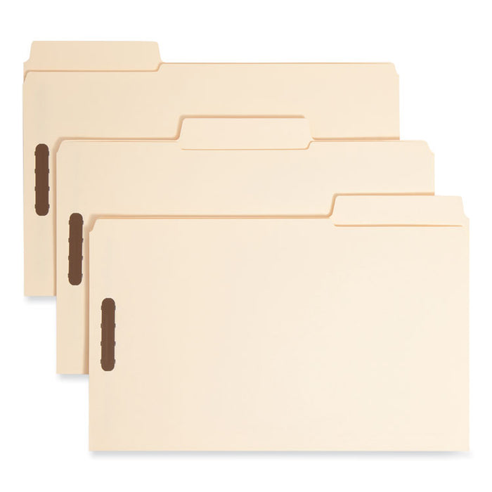 SuperTab Reinforced Guide Height Fastener Folders, 1/3-Cut Tab, Expands 0.75", 2 Fasteners, Legal Size, 11-pt Manila, 50/Box
