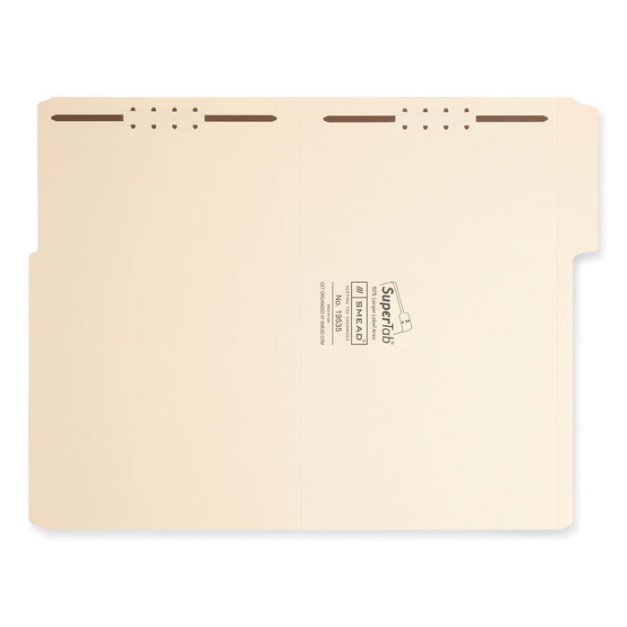SuperTab Reinforced Guide Height Fastener Folders, 1/3-Cut Tab, Expands 0.75", 2 Fasteners, Legal Size, 11-pt Manila, 50/Box