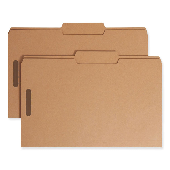 Top Tab Fastener Folders, 2/5-Cut Tab: Right of Center, Expands 0.75", 2 Fasteners, Legal Size, Kraft, 50/Box