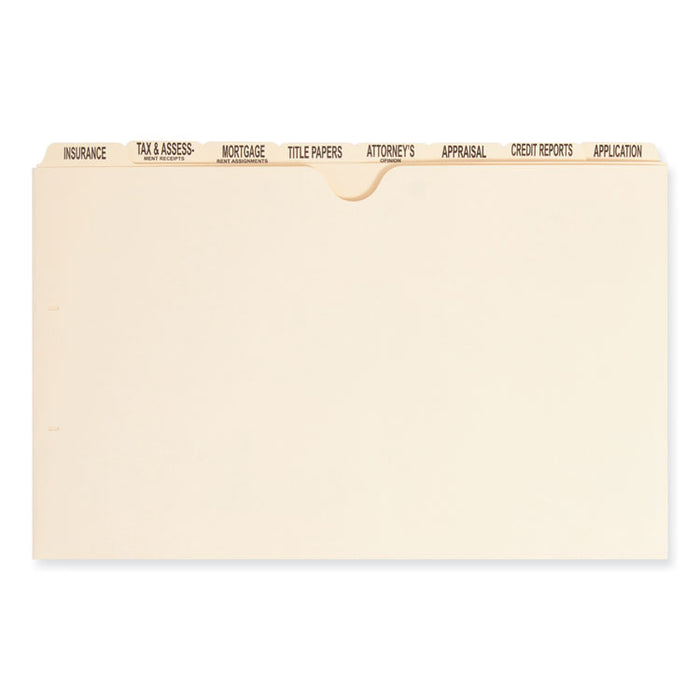 Replacement Pressboard Mortgage File Dividers, Punched for K-Style Fasteners, Legal Size, Manila, 8 Dividers/Set, 12 Sets/Box