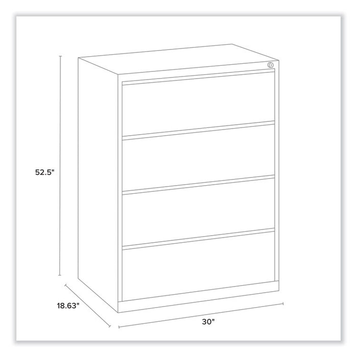 Lateral File, 4 Legal/Letter-Size File Drawers, Black, 30" x 18.63" x 52.5"