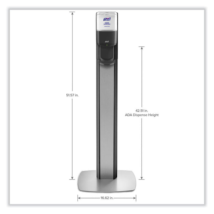 MESSENGER ES8 Silver Panel Floor Stand with Dispenser, 1,200 mL, 16.75 x 6 x 40, Silver/Graphite