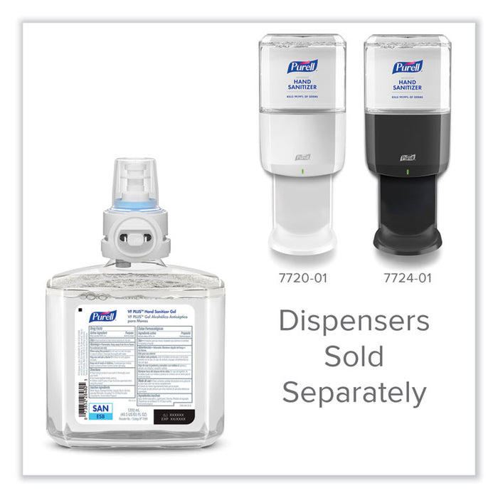 VF PLUS Hand Sanitizer Gel, 1,200 mL Refill Bottle, Fragrance-Free, For ES8 Dispensers, 2/Carton