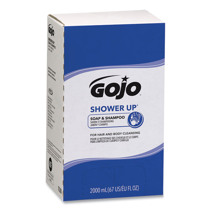 SHOWER UP Soap and Shampoo, Pleasant Scent, 2,000 mL, 4/Carton