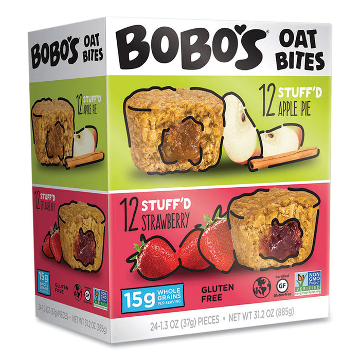 Stuff'd Oatmeal Bites, Two-Flavor Multi-Pack: Apple Pie and Strawberry, 1.3 oz Individually Wrapped, 24/Carton