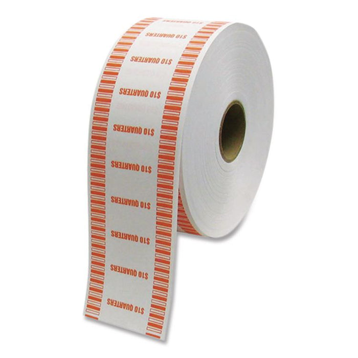 Automatic Coin Wrapper Roll for Coin Wrapping Machines, Quarters, Orange/Kraft, Approx 2,000 Wrappers/Roll, 8 Rolls/Carton