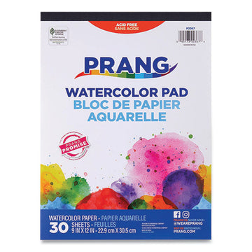 Watercolor Paper Pad, White/Multicolor Cover, Unruled, (30) White 9 x 12 Sheets