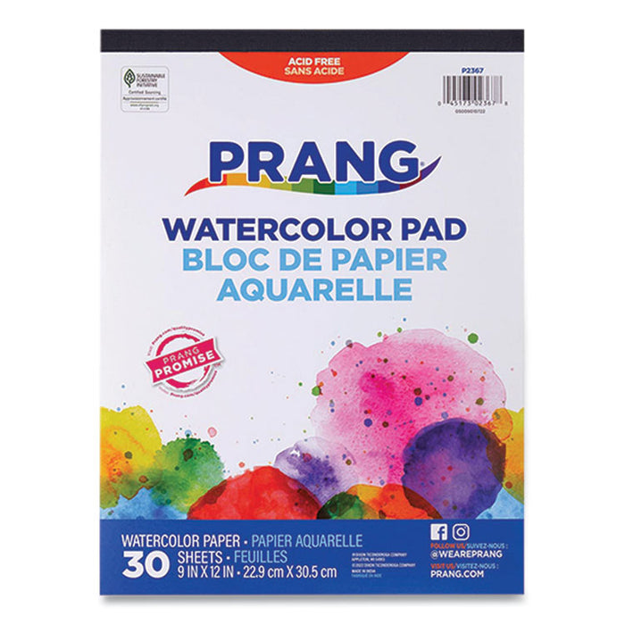 Watercolor Paper Pad, White/Multicolor Cover, Unruled, (30) White 9 x 12 Sheets