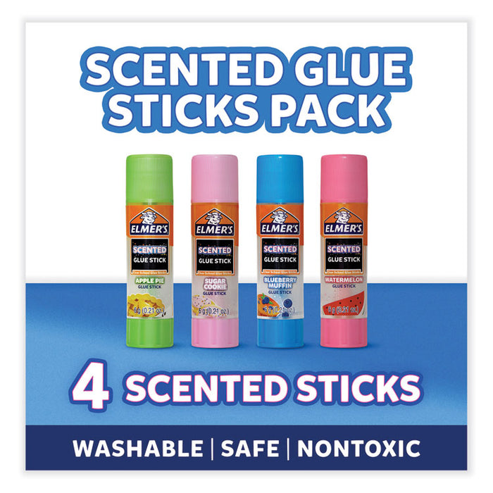 Scented Glue Sticks, 0.21 oz, Dries in Assorted Colors, 4 Scents