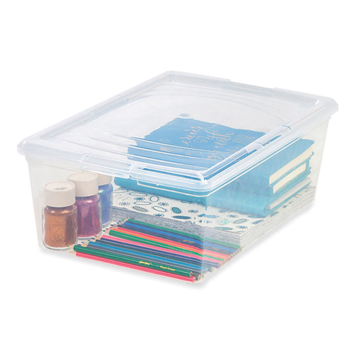 13.5 Qt. Lift-Off Lid Storage Tote, 10.6" x 16.1" x 5.9", Clear/Gray