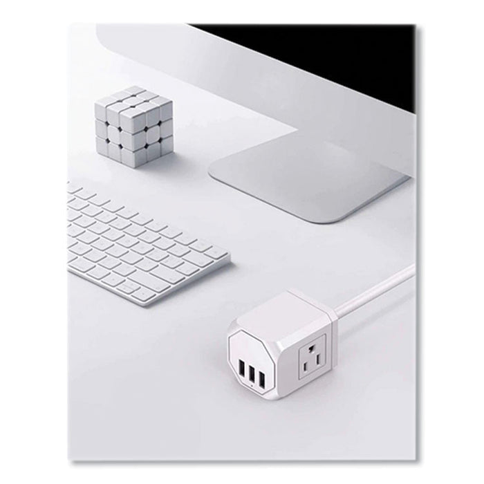 3-Outlet 3-USB Port Surge Protector, 3 AC Outlets/3 USB Ports, 5 ft Cord, White
