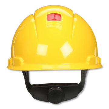H-700 Series SecureFit Hard Hat with UVicator, Front Brim, 4-Point Pressure Diffusion Ratchet, One Size Fits Most, Yellow