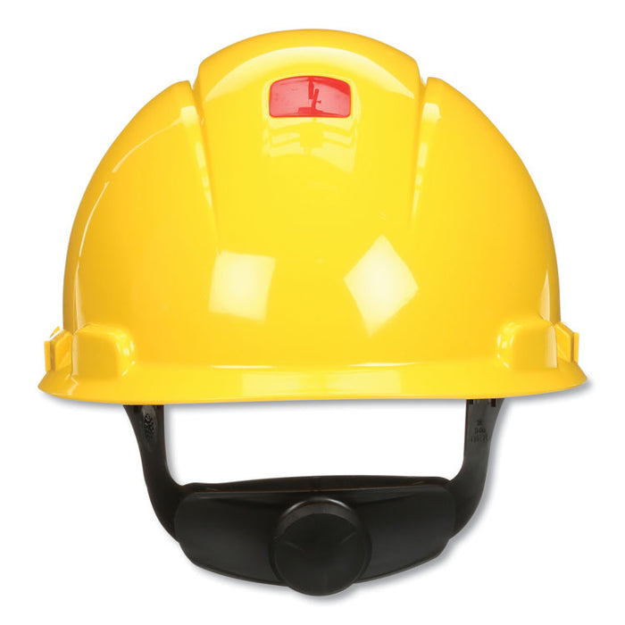 H-700 Series SecureFit Hard Hat with UVicator, Front Brim, 4-Point Pressure Diffusion Ratchet, One Size Fits Most, Yellow