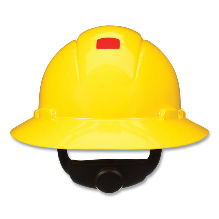 H-800 Series SecureFit Hard Hat with UVicator, Full Brim, 4-Point Pressure Diffusion Ratchet, One Size Fits Most, Yellow