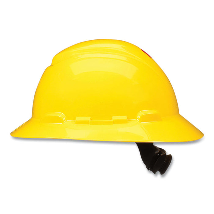 H-800 Series SecureFit Hard Hat with UVicator, Full Brim, 4-Point Pressure Diffusion Ratchet, One Size Fits Most, Yellow