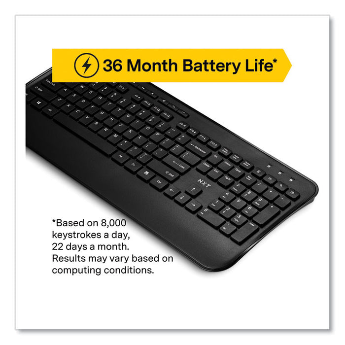 Wireless Comfort Keyboard, 2.4 GHz Frequency/23 ft Wireless Range, Black
