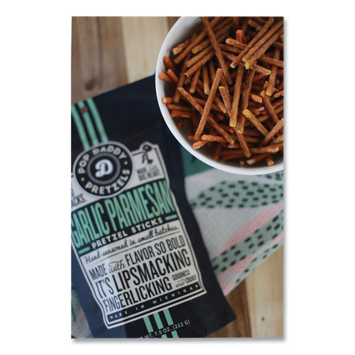 Garlic Parmesan Pretzel Sticks, 3 oz Bag, 15/Carton