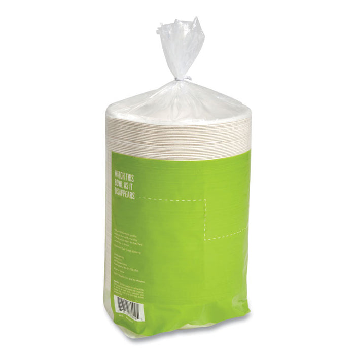 PFAS-Free Compostable Bagasse Bowls, Sugarcane, 12 oz, White, 125/Pack