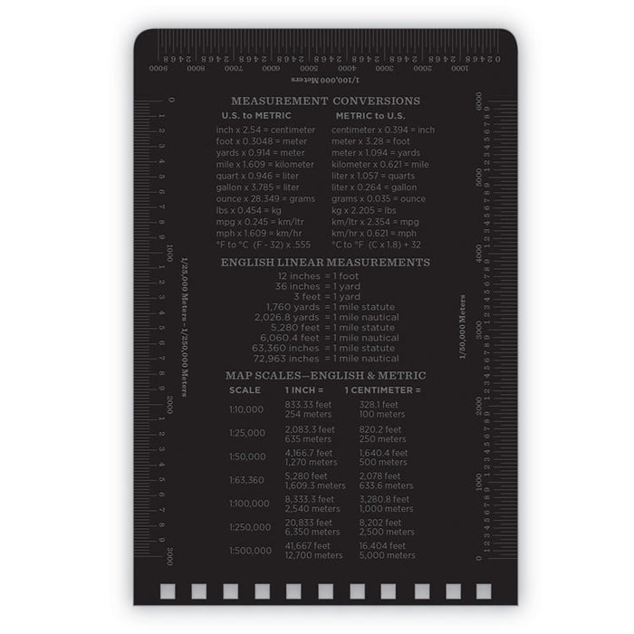 All-Weather Wire-O Notepad, Black Cover, Universal: Narrow Rule and Quadrille Rule (4 sq/in), (50) White 3 x 5 Sheets