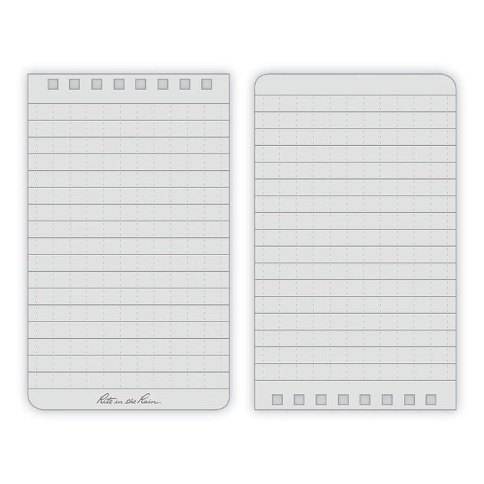 All-Weather Wire-O Notepad, Black Cover, Universal: Narrow Rule and Quadrille Rule (4 sq/in), (50) White 4 x 6 Sheets