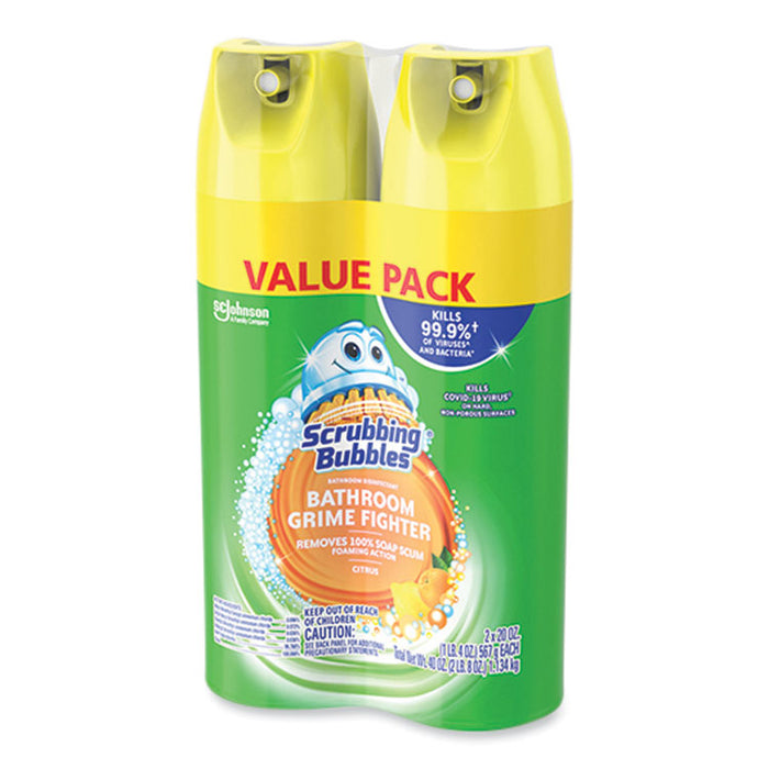 Bathroom Disinfectant Grime Fighter Aerosol, Citrus Scent, 20 oz Aerosol Spray, 2/Pack